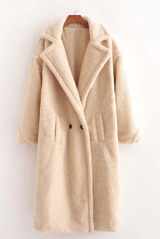Women's Long Lamb Wool Coat for Fall/Winter