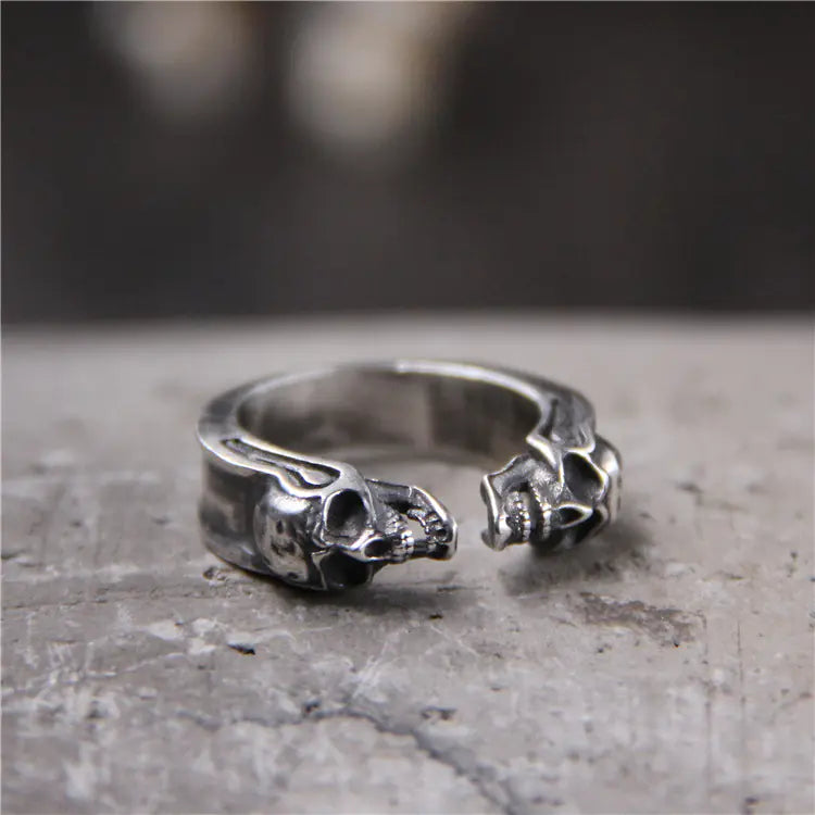 Silver Engraved Skull Ring