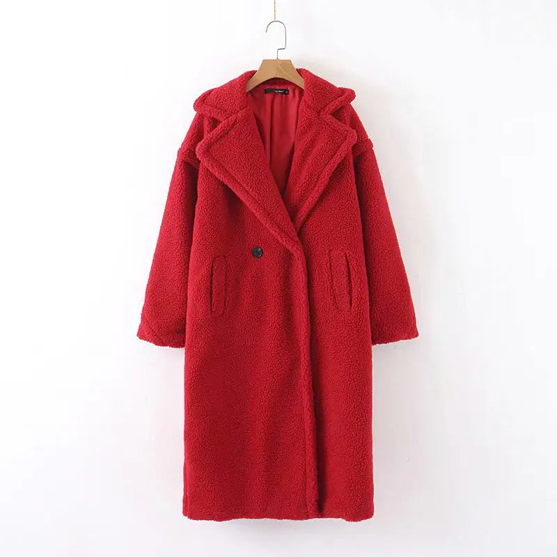 Women's Long Lamb Wool Coat for Fall/Winter