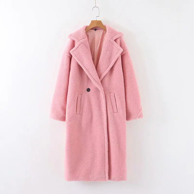 Women's Long Lamb Wool Coat for Fall/Winter