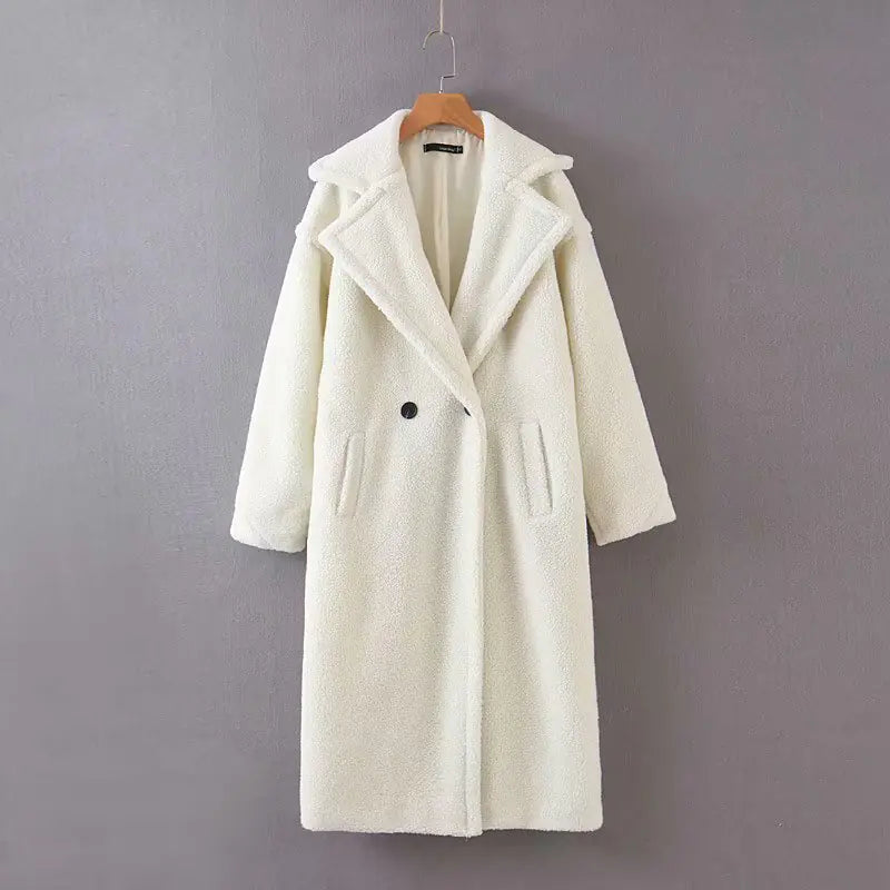 Women's Long Lamb Wool Coat for Fall/Winter