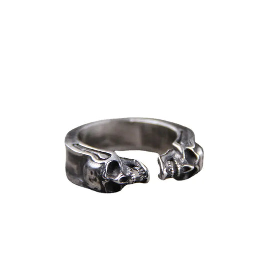 Silver Engraved Skull Ring