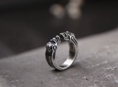 Silver Engraved Skull Ring