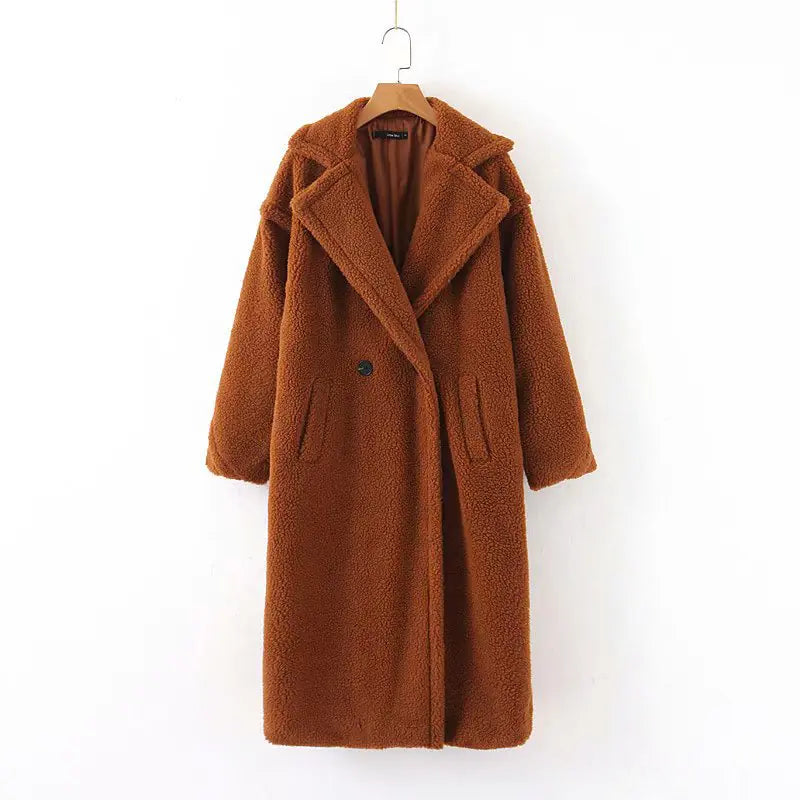Women's Long Lamb Wool Coat for Fall/Winter
